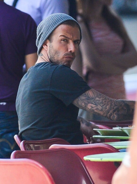 David Beckham à la terrasse d'un restaurant à New York, le 5 Juin 2013.