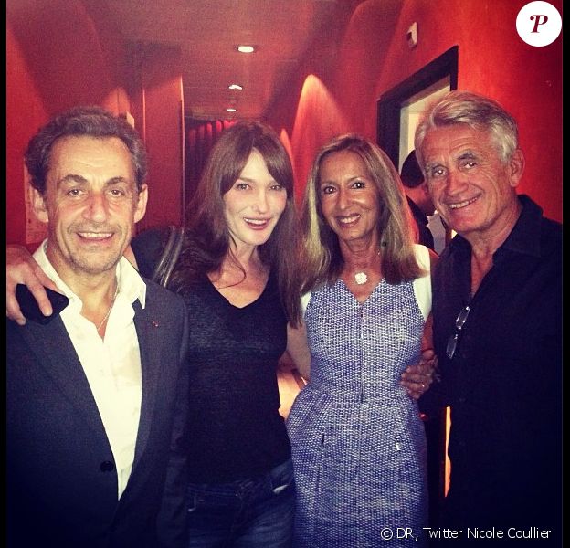 Nicolas Sarkozy, Carla Bruni-Sarkozy, Nicole Coullier et Gilbert Coullier à l'Olympia de Paris le 7 juin 2013.