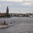 Le SS Stockholm en chemin vers Drottningholm et la réception du mariage de la princesse Madeleine de Suède et Chris O'Neill, le 8 juin 2013.