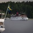 Le SS Stockholm en chemin vers Drottningholm et la réception du mariage de la princesse Madeleine de Suède et Chris O'Neill, le 8 juin 2013.