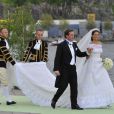 Mariage de la princesse Madeleine de Suède et Chris O'Neill le 8 juin 2013 à Stockholm. Les jeunes mariés ont embarqué les derniers à bord du SS Stockholm pour Drottningholm, où avait lieu la réception.