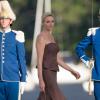La princesse Charlene de Monaco arrivant à Drottningholm pour la réception du mariage de la princesse Madeleine de Suède et de Chris O'Neill le 8 juin 2013 au palais royal à Stockholm.
