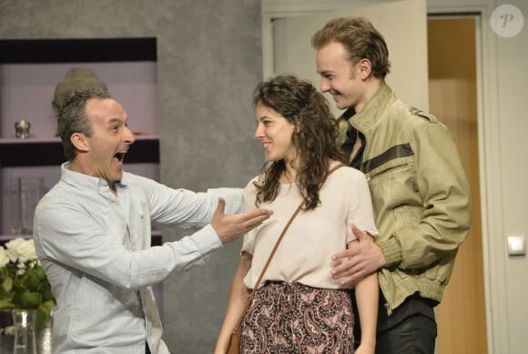 Fanny Guillot, Yvon Carpier et Pascal Sellem - Filage de la pièce "Faites comme chez Vous !!!" au Théâtre Daunou à Paris le 10 juin 2013.