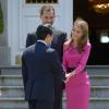 Déjeuner offert au palais de la Zarzuela, par le roi Juan Carlos Ier entouré de la reine Sofia, du prince Felipe, de la princesse Letizia et de l'infante Elena, le 11 juin 2013 à Madrid en l'honneur du prince héritier Naruhito du Japon, en visite officielle du 10 au 15 juin à l'occasion de l'année Espagne-Japon pour les 400 ans de relations diplomatiques entre les deux pays.