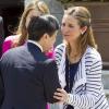 Elena d'Espagne lors de la cérémonie de bienvenue pour le déjeuner offert au palais de la Zarzuela le 11 juin 2013 à Madrid en l'honneur du prince héritier Naruhito du Japon, en visite officielle du 10 au 15 juin à l'occasion de l'année Espagne-Japon pour les 400 ans de relations diplomatiques entre les deux pays.