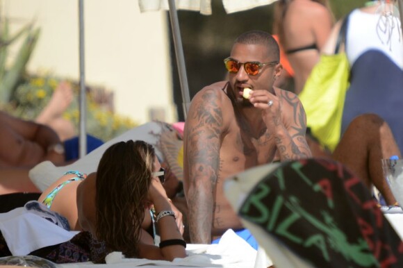 Kevin-Prince Boateng avec sa compagne Melissa Satta en vacances à Ibiza, le 11 Juin 2013.
