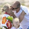 La star du Bayern de Munich Arjen Robben en vacances sur l'île de Formentera le 17 juin 2013  avec sa femme Bernadien et leurs enfants Luka, Lynn et Kai