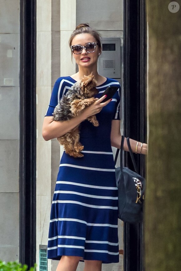 Miranda Kerr promène son chien Frankie à New York le 19 mai 2013