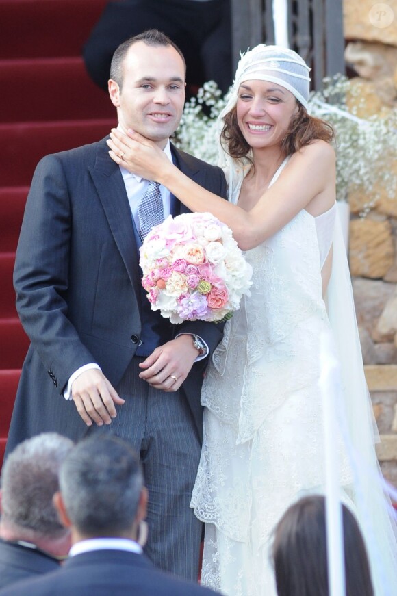 Andrès Iniesta et son épouse Anna Ortiz à Tarragone le 8 juillet 2012