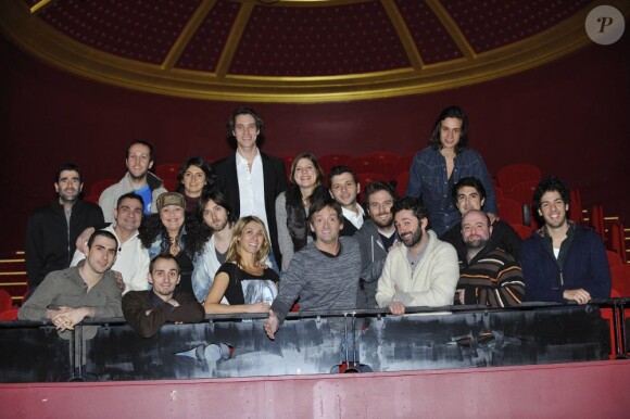 L'Atelier de Pierre Palmade (avec Pierre Palmade au centre) au théâtre La Gaîté Montparnasse, à Paris le 16 janvier 2012.
