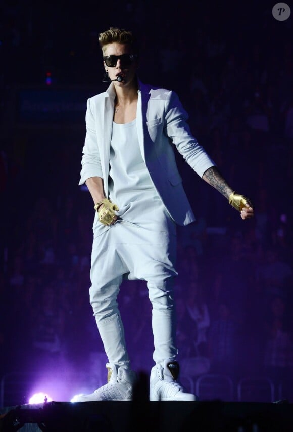 Justin Bieber en concert au Staples Center pour sa tournée mondiale, le Believe Tour. Los Angeles, le 24 juin 2013.