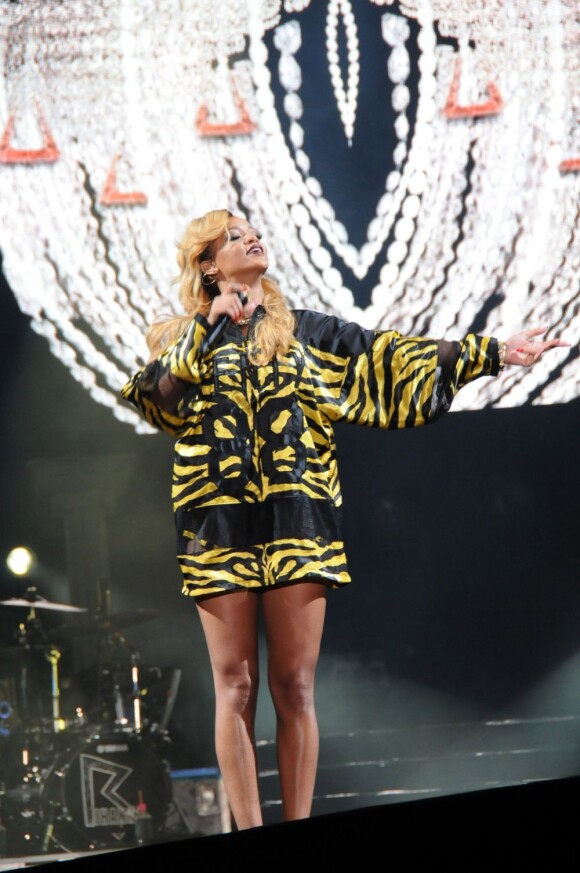Rihanna en concert lors du festival "T In The Park" à Kinross, le 13 juillet 2013, en Écosse