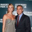 George Clooney et Stacy Keibler lors de la présentation des Marches du pouvoir à Paris le 18 octobre 2011