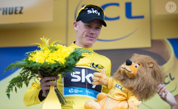 Chris Froome, maillot jaune de l'équipe Sky Procycling sur la 18e étape du Tour de France entre Gap et l'Alpe d'Huez le 18 juillet 2013