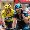 Chris Froome, maillot jaune de l'équipe Sky Procycling sur la 18e étape du Tour de France entre Gap et l'Alpe d'Huez le 18 juillet 2013