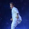Justin Bieber en concert à la Lanxess Arena de Cologne, en Allemagne, le 6 avril 2013.