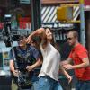 Katie Holmes sur le tournage de Mania Days à New York le 24 juillet 2013.