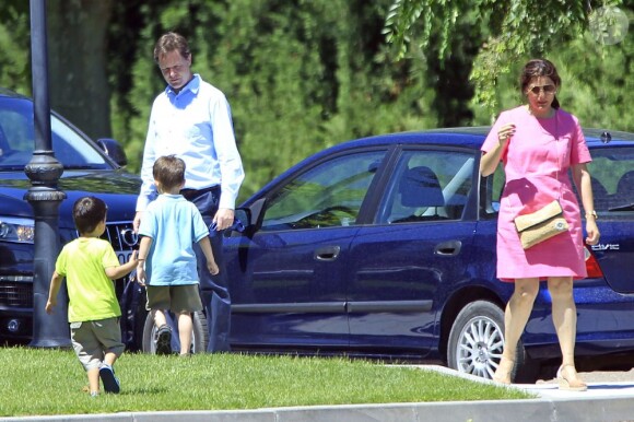 Exclusif - Nick Clegg (Vice-Premier ministre du Royaume-Uni) passe ses vacances avec sa femme Miriam et ses enfants Antonio, Miguel et Alberto à Olmedo en Espagne le 25 juillet 2013.