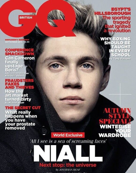 Niall Horan, du groupe One Direction, en couverture du GQ anglais, pour l'édition de septembre 2013.