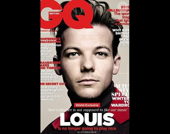 Louis Tomlinson, du groupe One Direction, en couverture du GQ anglais, pour l'édition de septembre 2013.