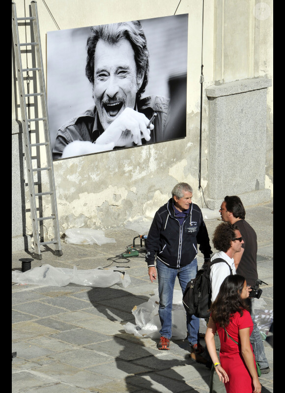 Claude Lelouch sur le dernier jour de tournage du film de Claude Lelouch "Salaud, on t'aime" à Saint-Gervais-les-Bains, le 31 juillet 2013.