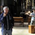 Claude Lelouch sur le dernier jour de tournage de son film "Salaud, on t'aime" à Saint-Gervais-les-Bains, le 31 juillet 2013.