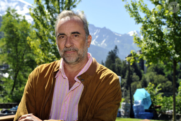 Antoine Duléry durant le dernier jour de tournage du film "Salaud, on t'aime" à Saint-Gervais-les-Bains, le 31 juillet 2013.