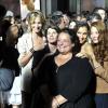 Pauline Lefèvre, Irène Jacob, Isabelle de Hertogh, Sarah Kazemy et Jenna Thiam pendant le dernier jour de tournage du film "Salaud, on t'aime" à Saint-Gervais-les-Bains, le 31 juillet 2013.