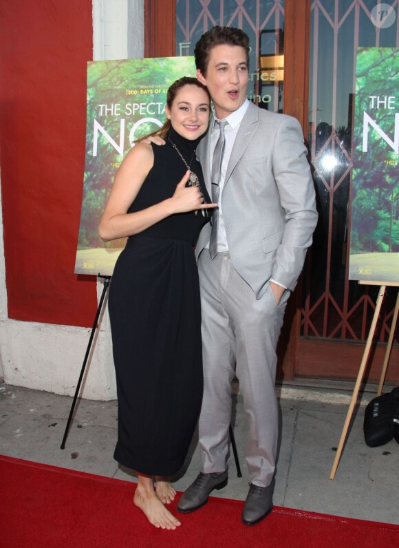 Shailene Woodley et Miles Teller lors de l'avant-première du film The Wpectaculair Now à Los Angeles le 30 juillet 2013