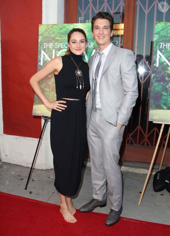 Shailene Woodley, Miles Teller lors de l'avant-première du film The Wpectaculair Now à Los Angeles le 30 juillet 2013