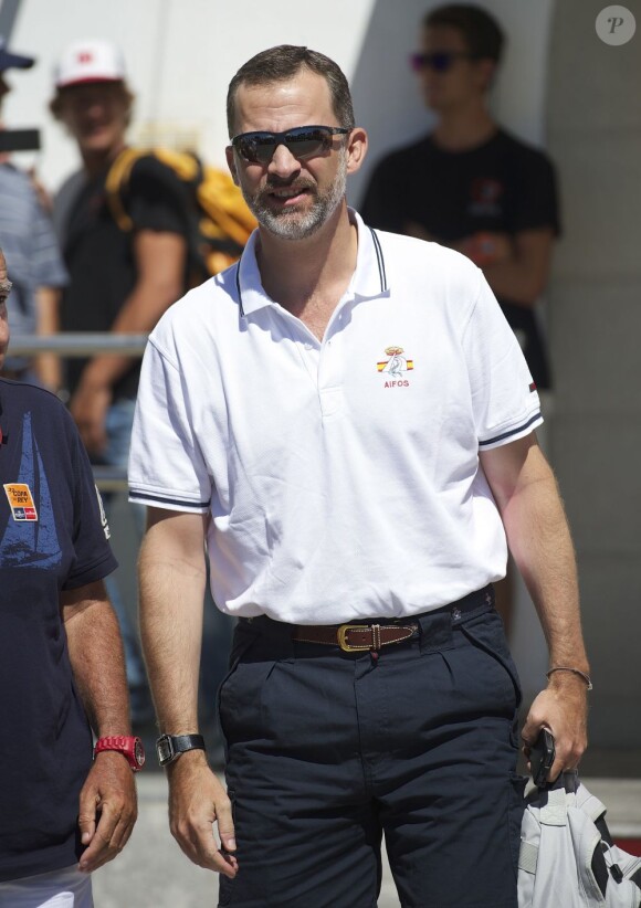 Le prince Felipe d'Espagne, talentueux skipper, a mené le voilier Aifos à la victoire le 1er août 2013 au 4e jour de la Copa del Rey, au large de Palma de Majorque.