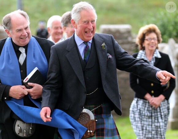 Le prince Charles, duc de Rothesay, se rend une messe à Canisbay Church le 4 août 2013.