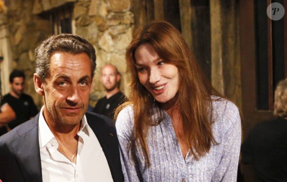 Nicolas Sarkozy et son épouse Carla Bruni au concert de Julien Clerc à Ramatuelle le 3 août 2013