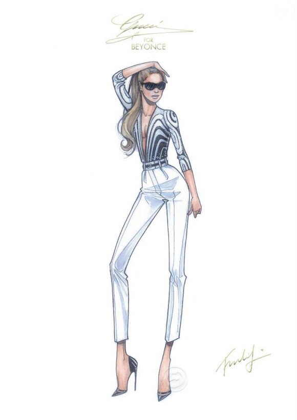 Gucci et sa directrice de création Frida Giannini ont imaginé pour Beyoncé cette tenue unique. La superstar l'a portée lors de ses trois concerts au Barclays Center à Brooklyn.