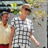Heidi Klum quitte son hôtel en compagnie de son père Günther. New York, le 7 août 2013.