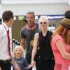 Gwen Stefani, son mari Gavin Rossdale et leurs enfants Kingston et Zuma arrivent à l'aéroport de Nice. Le 17 aout 2013.