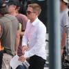 Robert Pattinson en action sur le tournage du film "Maps to the Stars" à Union Station, Los Angeles, le 17 août 2013.