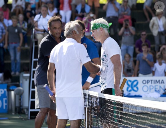John McEnroe, Henri Leconte, Yannick Noah, Mansour Bahrami à Knokke le 18 août 2013.