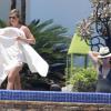 Jennifer Aniston et son fiance Justin Theroux en vacances avec leurs amis Jason Bateman et sa femme Amanda Anka a Mexico, le 21 aout 2013