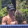 Jennifer Aniston et son fiance Justin Theroux en vacances avec leurs amis Jason Bateman et sa femme Amanda Anka a Mexico, le 21 aout 2013