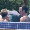 Jennifer Aniston et son fiance Justin Theroux en vacances avec leurs amis Jason Bateman et sa femme Amanda Anka a Mexico, le 20 aout 2013