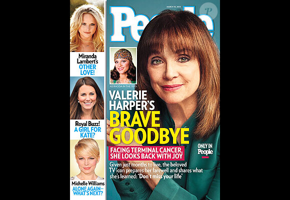 Valerie Harper révèle souffrir d'un cancer du cerveau en phase terminale dans le magazine "People", mars 2013.