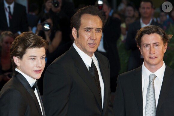 Nicolas Cage avec Tye Sheridan et David Gordon Green à la 70e Mostra de Venise, au Lido, le 30 août 2013.