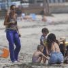 Nicole Richie et ses deux enfants Harlow et Sparrow sur la plage à Malibu, le 31 août 2013.