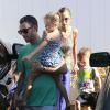 Nicole Richie et ses enfants Harlow et Sparrow sur la plage à Malibu, le 31 août 2013.