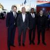 Channing Tatum, Roland Emmerich, Jamie Foxx et le producteur Brad Fischer lors du festival du cinéma américain de Deauville pour la présentation de White House Down le 1er septembre 2013
