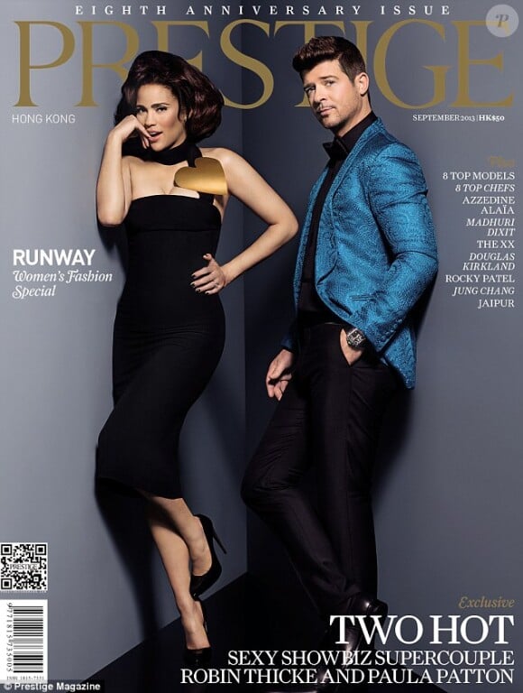 Robin Thicke et Paula Patton en couverture du magazine Prestige, daté du mois de septembre 2013.