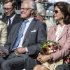 Le roi Carl XVI Gustaf de Suède et la reine Silvia en tournée dans le pays le 3 septembre 2013 dans le cadre du jubilé des 40 ans de règne du souverain.