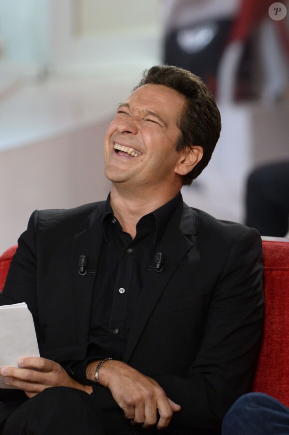 Laurent Gerra lors de l'enregistrement de l'émission "Vivement Dimanche" à Paris le 4 septembre 2013 (diffusion le 8 septembre)