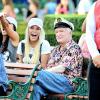 Exclusif - Hugh Hefner et sa femme Crystal à Disneyland en Californie, le 6 septembre 2013.